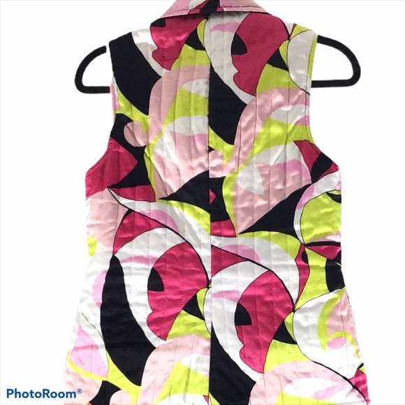 Etcetera Puffy 100% Silk Multi Colored Vest Size 8 - Picture 2 of 13